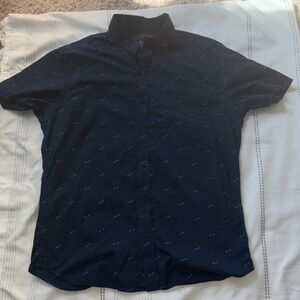 Banana Republic Mens Navy Blue Arrow Print Soft Wash Button Down Shirt